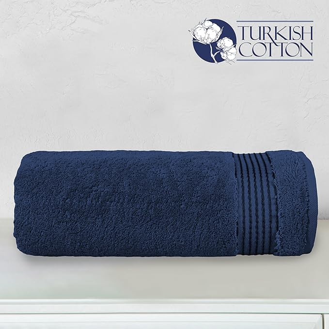 Elegant Comfort Premium Turkish Cotton 1 Piece Jumbo Bath Towel - 35 x 70 inch, Luxurious Hotel Spa Quality 100% Turkish Cotton Large Bath Towel - Highly Absorbent - Soft Bathroom Towel, Navy Blue