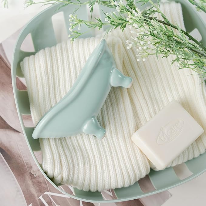 5.6" Ceramic Mini Bathtub Soap Dish Decortative Clawfoot Bathroom Soap Dish (Green)