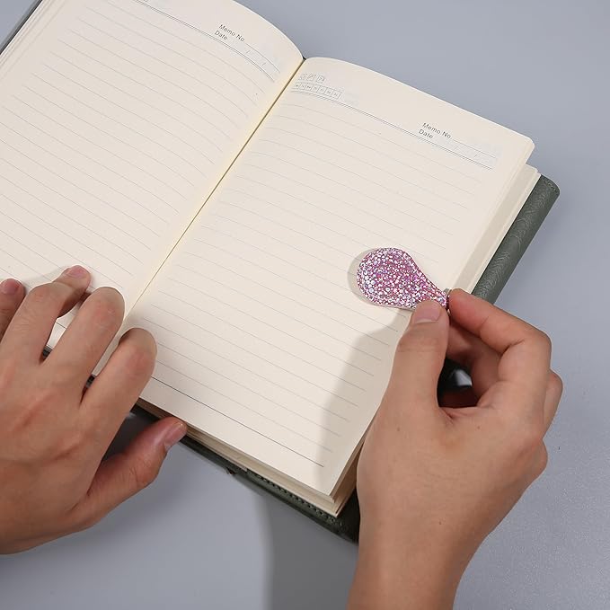 3 PCS Sparkling Leather Magnetic Bookmark, Bling Bookmark for Girls Vintage Book Mark Double-Sided Magnetic Page Markers Leather Page Clip Buckles Reading Supplies for Teacher Students Book Lovers