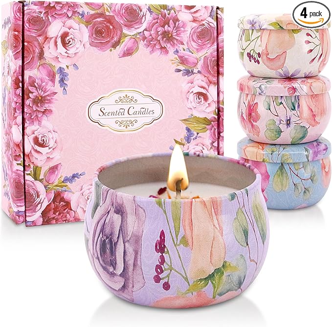 Naimo 4 Pack Scented Candles Long Lasting Soy Wax Aromatherapy Candle for Home Bath Spa Yoga Birthday Gift Set
