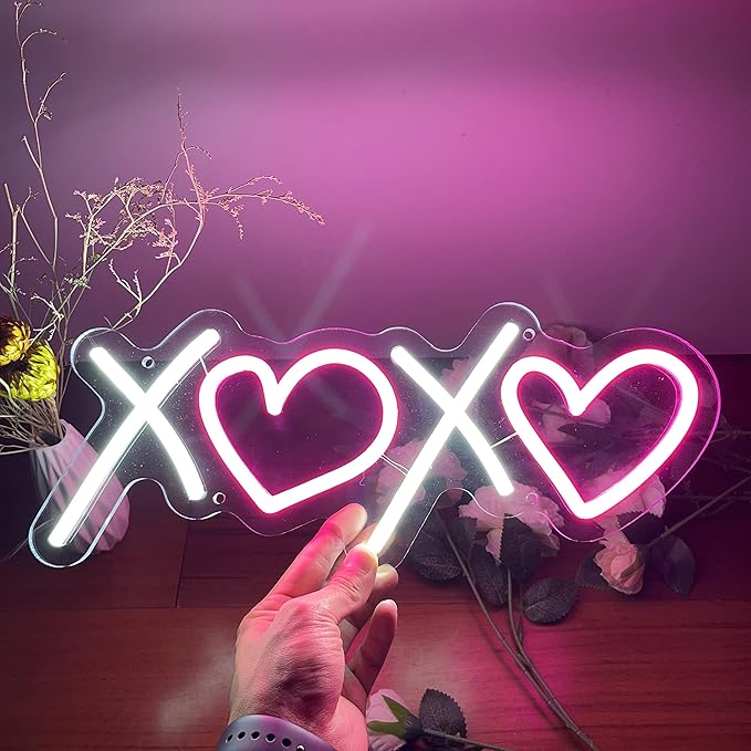 Neon Sign for Wall Decor, 16 x 6.3 Inch Aesthetic Bedroom Custom Neon Sign for Birthday Party Gift Boyfriend Girlfriend Lover Teens Kids Room USB Operated Pink White Led Sign
