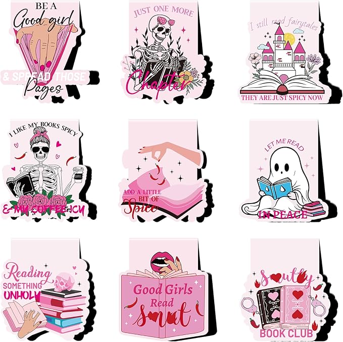 Spicy Fairytale Magnetic Bookmark - 9 Pcs Romance Book Marks Magnets Funny Skeleton Ghost Girls Magnetic Bookmarks Page Clip Gifts for Bookish Book Lovers Students Teacher School Reading
