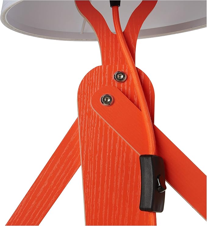 Cool Creative Floor Lamps Wood Tall Decorative Corner Reading Standing Swing Arm Light for Living Room Bedroom Office Farmhouse Kids Gift Idea- with LED Bulb (Oran Orange)