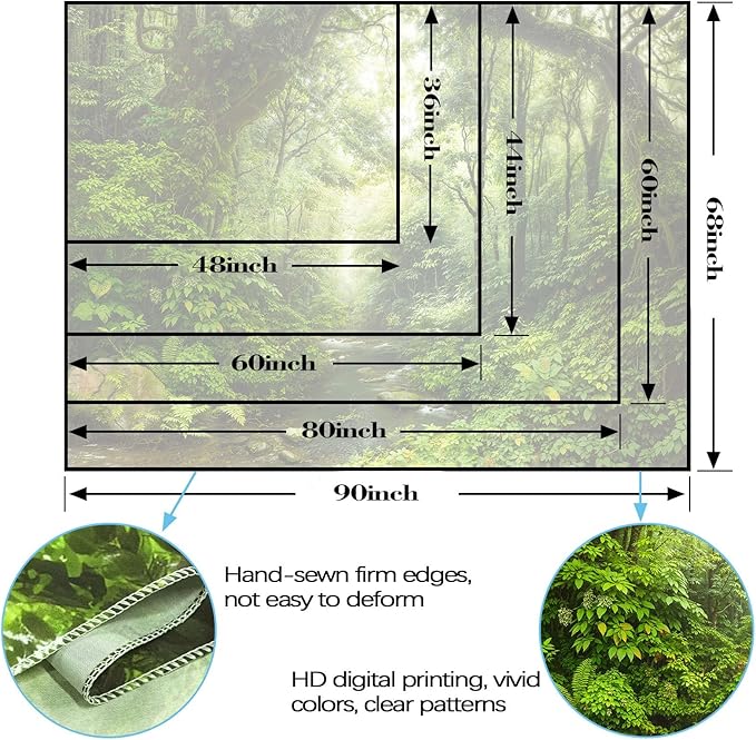 Lunerfex Forest Tapestry Natural Wall Green Tapestry for Bedroom Ceiling Tapestries Wall Hanging for Bedroom Living Room Wall Decor Forest-1 70"x90"