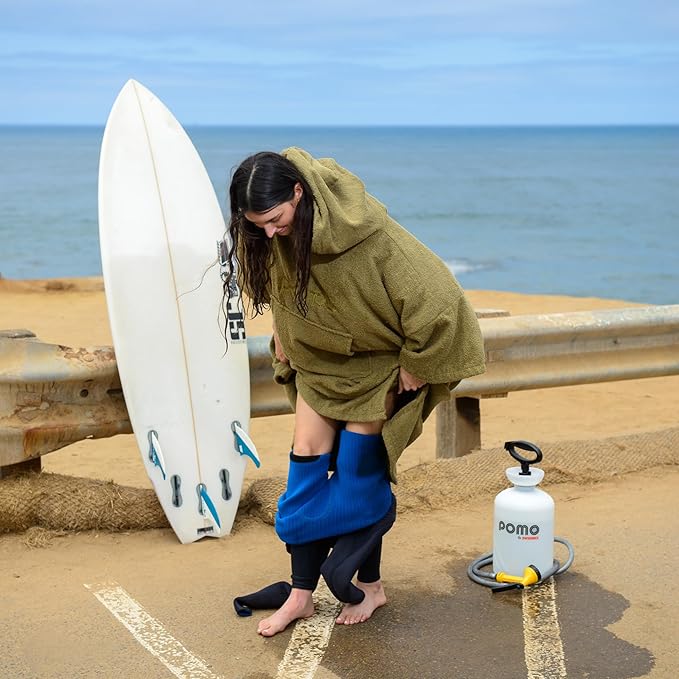 Pomo Surf Poncho, Towel Poncho Made of 100% Cotton, Unisex Changing Towel and One-Size Fits All Adult Changing Poncho.