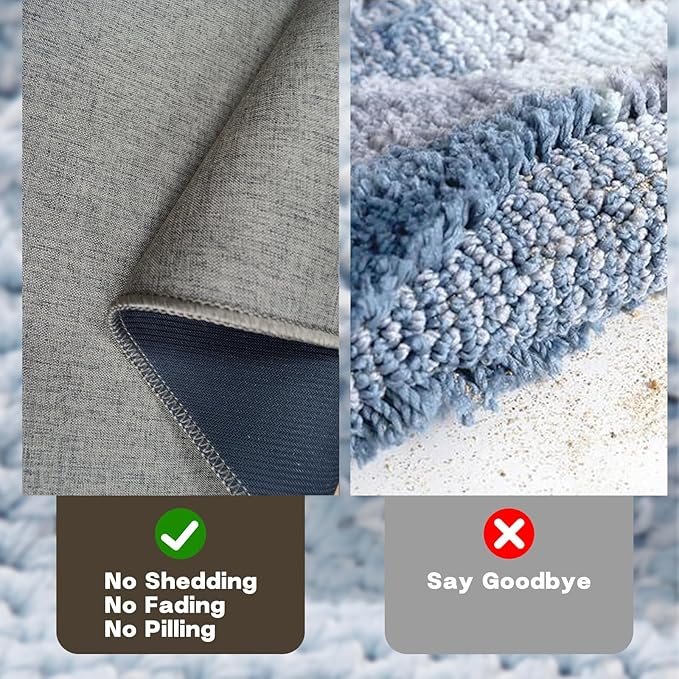 Yancorp 17"x48" Ultra Thin Long Bathroom Rugs,Low Profile Long Bath Mat Non Slip Fit Under Door Absorbent Washable Indoor Door Mat Shower Sink