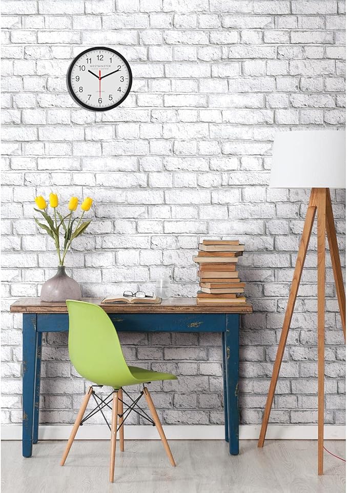 Always Home Westminster Clock Company 8 Inch Quartz Wall Clock (Standard Clock) Non-Ticking/Battery Operated for School Office Classroom