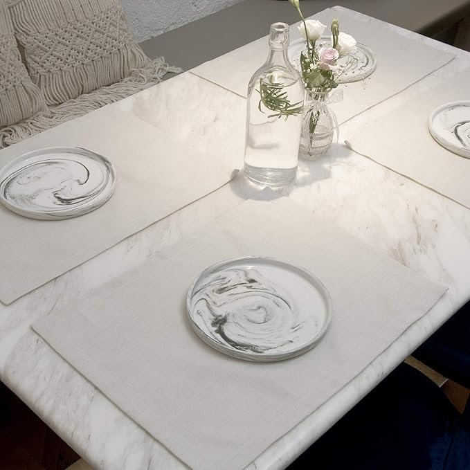 Table Placemats, Machine Washable, Non-Wrinkle Linen Texture Farmhouse Modern Dining Table Mats Set of 6, Natural