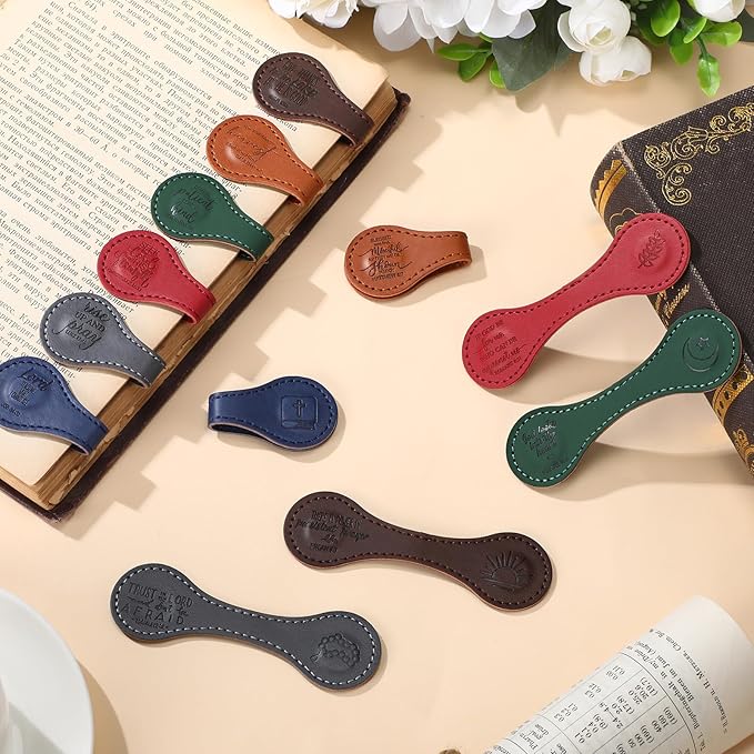 12 Pcs Father Church Gifts Christian Magnetic Bookmarks Bulk Religious Leather Clips Bible Verse Bookmarks Magnetic Page Markers Scripture Church Gifts for Book Lovers Club Readers (Fashion)
