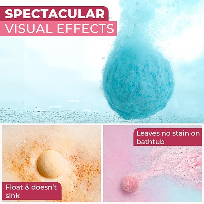 12 Extra Large Organic Bath Bombs for Women Men - Shea Butter & Essential Oil Infused, Moisturizing, Scented, Shower Lush Bathbombs kit for Girls, Bath Balls - Bath tub Accessories for Women