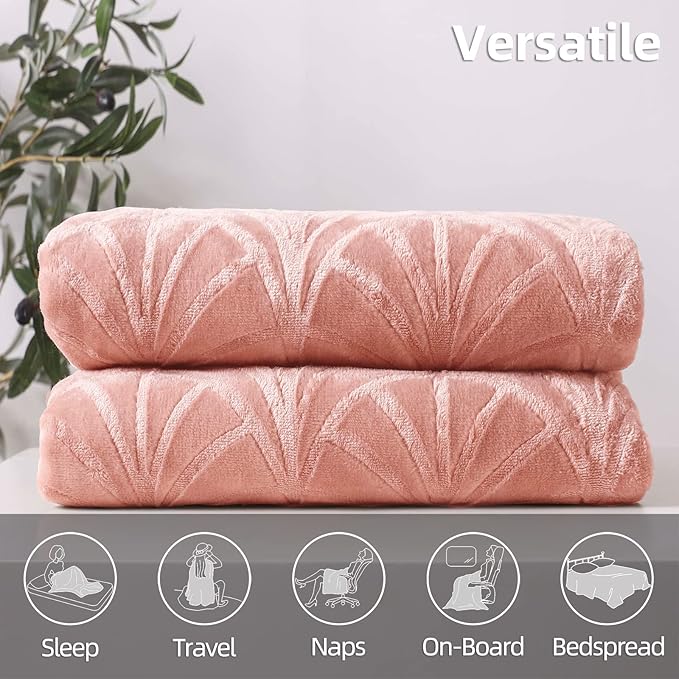 Whale Flotilla Flannel Fleece Throw Blanket for Couch, Soft Fluffy Velvet Sofa Blanket with Decorative Vintage Pattern for All Season, Warm and Lightweight, 50x60 Inch, Pink