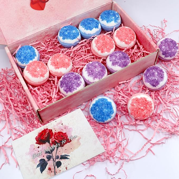 Birthday Gifts for Child 4-12 Years Old, 15-Pack Bath Bombs Gift, Handmade Natural Bathbombs with Dead Sea Salt Essential Oils, Spa Relaxation Birthday Gifts
