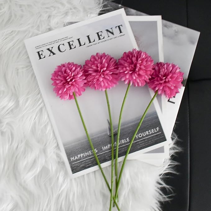 Mandy's Lavender Artificial Ball Chrysanthemum 12 Stems Faux Flowers with Bendable Stems for DIY Wedding Centerpiece Fall Decor Home Arrangements