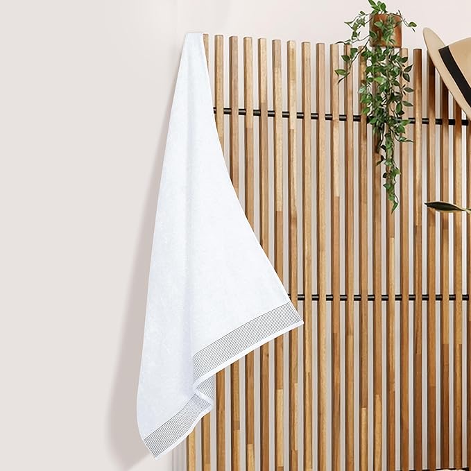 Belizzi Home Cotton 2 Pack Oversized Bath Sheet 35 x 70, Large Bath Sheet, Ultra Absorbent, Compact, Eco-Friendly and 100% Recyclable, Quick Drying and Lightweight Towel - White
