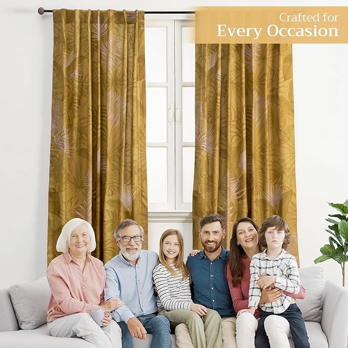Maison d' Hermine Curtains for Living Room 100% Cotton 108 inch Length One Panel Light Filtering Curtains for Bedroom Windows with Rod and Loop Pockets Drapes (Creole Caramel, 50" W x 108" L)
