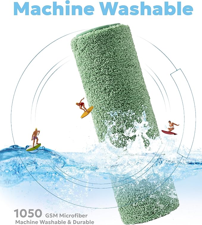 ILANGO 2 Piece Bathroom Rugs Bath Mat Set, Dries Quickly,Non Slip Fluffy Shaggy Bath Washable Mats with U-Shaped Toilet Rug Set for Bathroom,Tub,Toilet (Green,17" x 24" + 20" x 24")