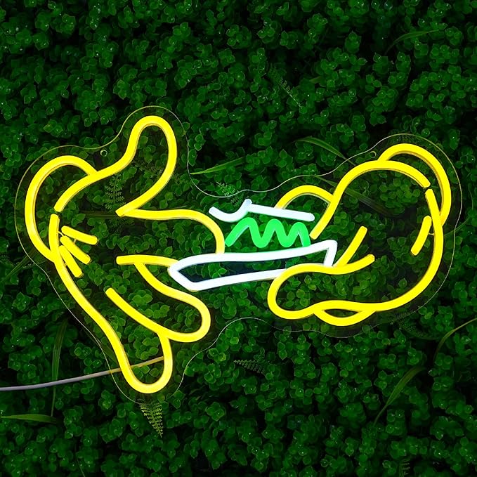 Holding Neon Sign for Wall Decor Glove Neon Light Green Leaf LED Neon Sign for Bedroom Living Room Shop Mall Supermarket Bar Man Cave Decoration(16.7"*11")