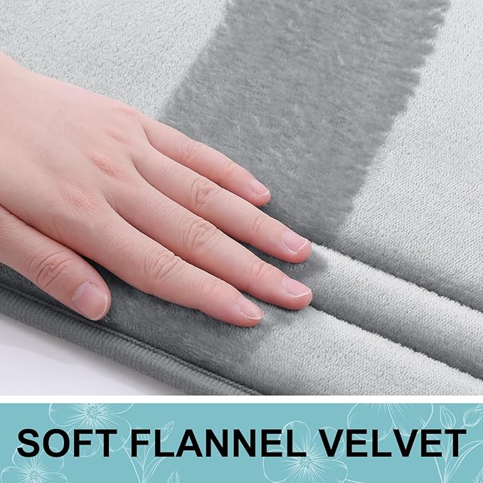 Grandaily Memory Foam Bath Mat Rug 24x16, Ultra Soft, Non-Slip and Absorbent Bathroom Rugs, Machine Wash Dry, Comfortable Bath Carpet for Bathroom Floor, Tub and Shower, Grey