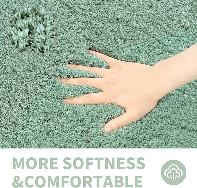 CozeCube Sage Green Bathroom Rug 59" x 24", Bath mats for Bathroom Non Slip, Ultra Soft Bath Rugs Washable, Plush Microfiber Area Rugs for Bedroom, Runner Rug