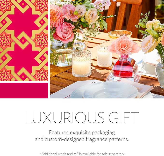 AGRARIA AirEssence Flower and Reed Diffuser Set, Hand Crafted Sola Flower Botanical Home Fragrance Diffuser, Scented Oil Reed Diffuser, Flower and Reed Diffuser Gift Set for All Occasions