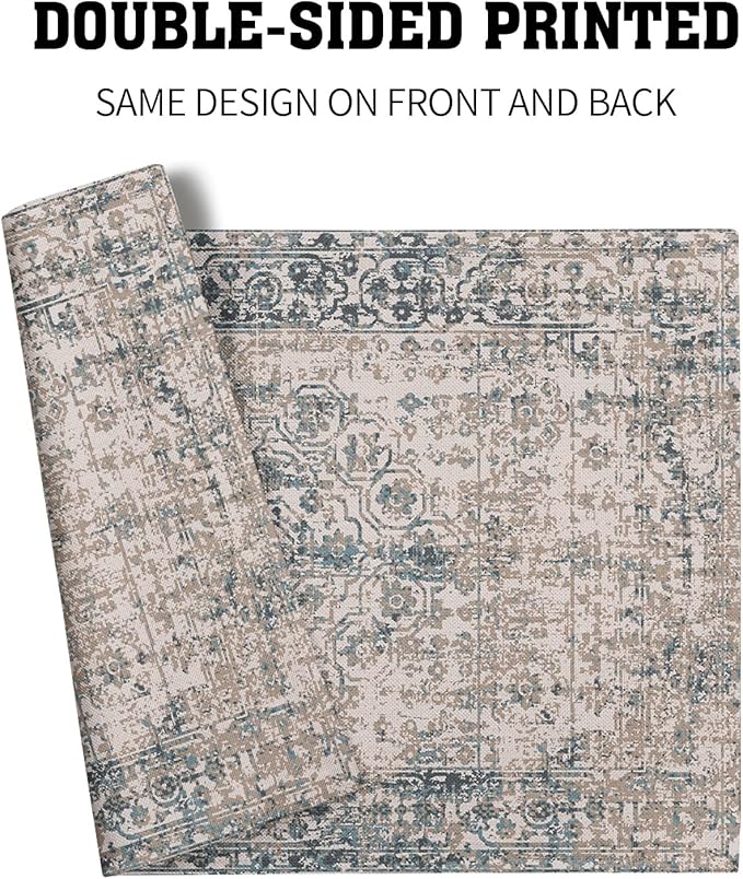 Grey Brown Ethnic Boho Placemats Set of 4 Bohemian Carpet Vintage Gray Linen Washable Kitchen Dining Table Mats Stain Heat-Resistant Desktop Decor Place Mats for Home Party Indoor 12x18 in