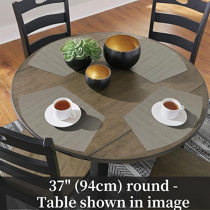 SHACOS Wedge Placemats Set of 4 for Small Round Table Woven Vinyl Non Slip Heat Resistant Table Place Mats Wipe Clean Indoor Outdoor (4, Gray)