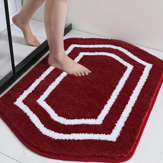 COSY HOMEER Extra Thick Bath Rugs - Anti-Slip Bath Linen Sets Mats Soft Plush 100% Strong Polyester Mat Living Room Bathroom Floor Water Absorbent(Red,24x36 - Inches)