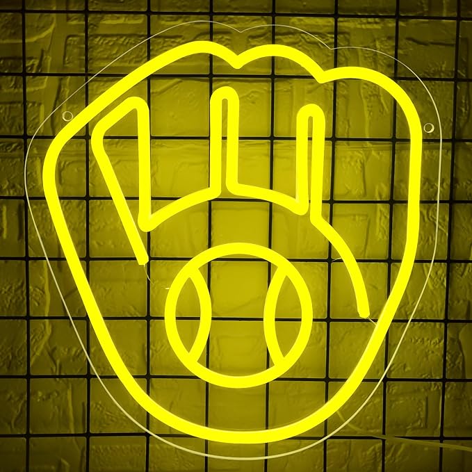 Baseball Neon Sign for Wall Decor Milwa Team Neon Light for Man Cave Brewer Led Sign for Bedroom Birthday Gifts for Baseball Fans 5V USB Powered Size13.5 * 12.6IN(ZYLD265)