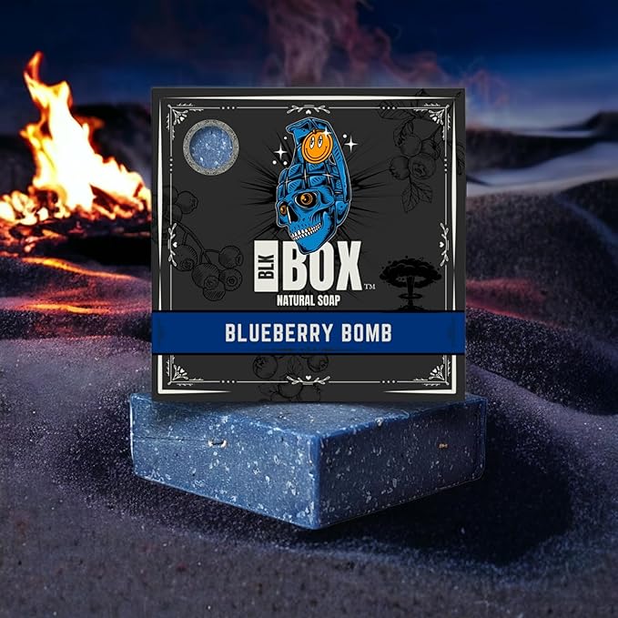 Black Box Limited USA MADE Men's Natural 5oz Bar Soap, Moisturizing Body Wash Made from Natural Oils - Handmade Cold Process No Harsh Chemicals STRONG Sweet Blueberry Oat (Blueberry Bomb)