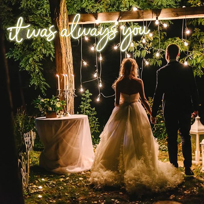 Super Large LED Neon Sign 'it was always you' Neon Night with Dimmable Wall Decor for Bedroom Living Room Bar Party Club Wedding Girls Birthday Wall Light Decor