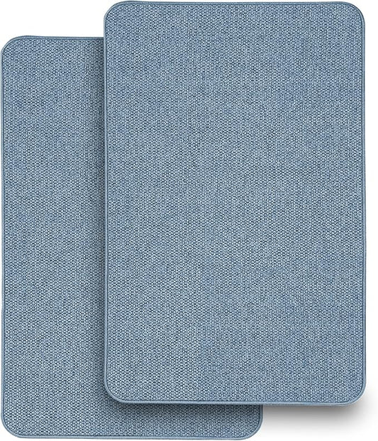 2 Pack Thin Bathroom Rugs, Bath Mat Super Absorbent, Bath Rugs Rubber Backing Non-Slip, Quick Dry Machine Washable, Cozy Cloth Bathroom Mat fit Under Door/Sink/ Bathtub/Shower/Kids 17''x27''-Blue