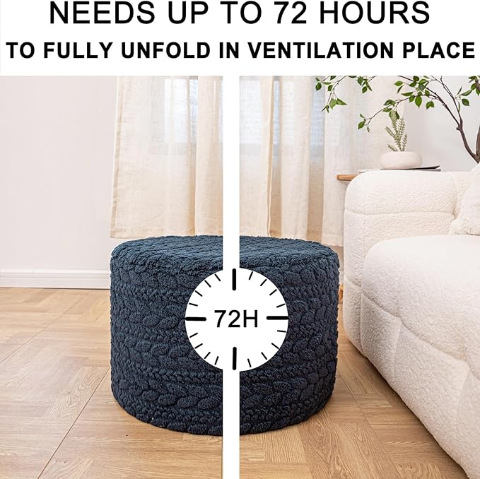 Round Pouf Ottoman 20 x 20 x 14 Inches Boho Poof Home Decor Floor Pouffe Ottoman Foot Rest for Couch Sofa Bean Bag Chairs Living Room Bedroom (Dark Blue)