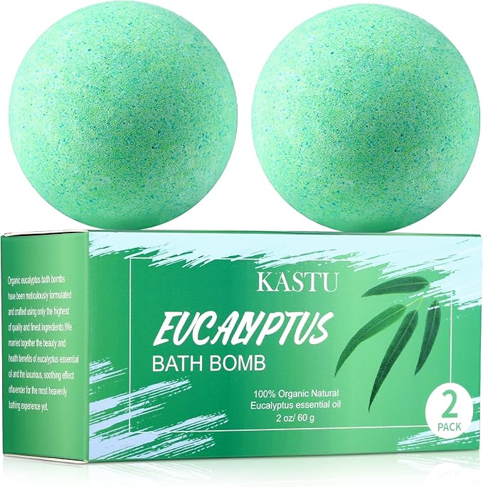 Bath Bombs Salt Balls,Eucalyptus Extract Essential Oils,Moisturizing Dry Skin,Fizzy Spa,Relaxation,Bubble Bath Bomb Gifts Idea for Men Women,100g x 2PCS