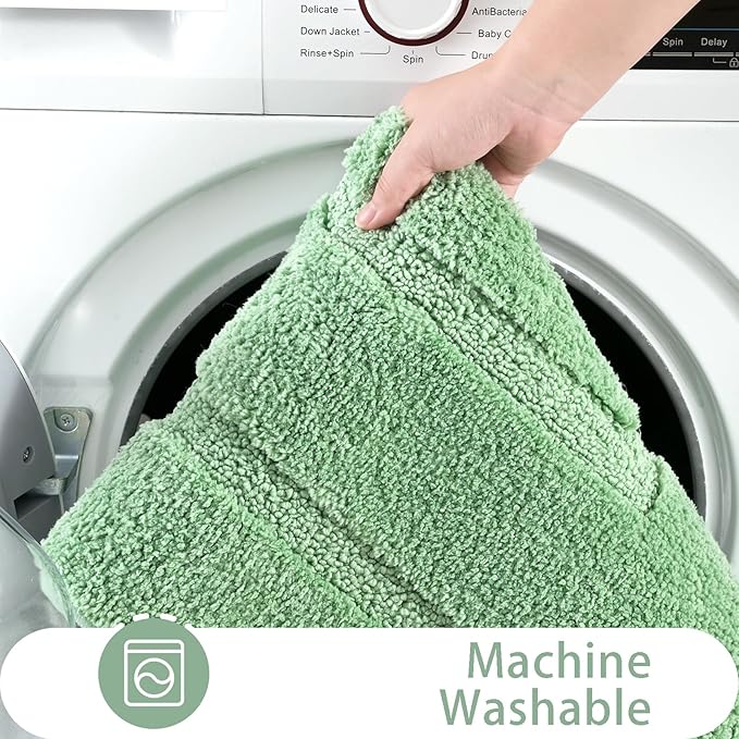 HOMORE 24x60 Inch Bathroom Rug, TPR Backing Non Slip Long Bathroom Runner Rug, Thick Soft and Absorbent Microfiber Bath Mat, Washable Plush Bath Rugs and Mats for Shower Floor, Sage Green