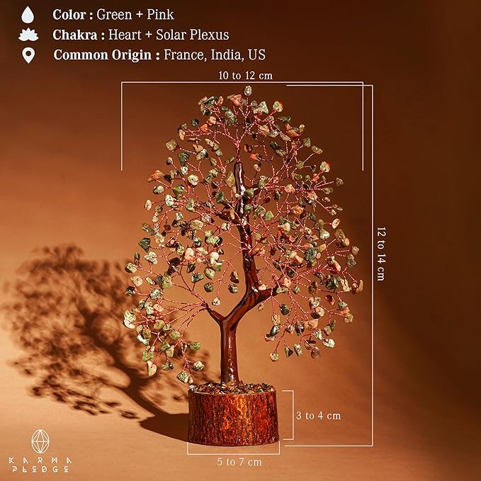 Crystal Tree of Life Unakite Healing Crystal Trees for Home & Office Decoration, Handmade Crystal Money Bonsai Trees for Positive Energy, Good Luck, Christmas Decor, Birthday Gifts for Women, Mom