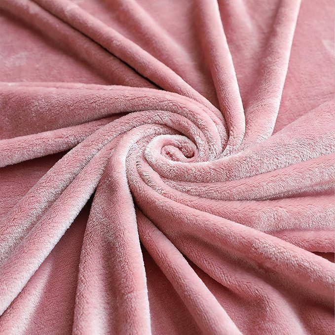 TASTHROW Large Flannel Fleece Throw Blanket, 50×70 Inch - Cozy Lightweight Thick Blanket - All Seasons Suitable for Women, Men and Kids (Two Pack, Pink)