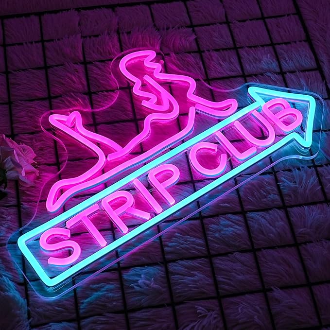 STRIP CLUB Neon Sign Women Neon Light Sign for Wall Decor Dimmable Dance Club Neon Light Sign Letter LED Sign for Bedroom Living Room Club Dancing Party Ball Christmas Gift