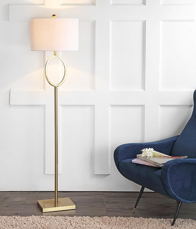 JONATHAN Y JYL1089A April 61" Metal LED Floor Lamp, Modern, Contemporary, Glam, Traditional, Office, Living Room, Family Room, Dining Room, Bedroom, Hallway, Foyer, Brass