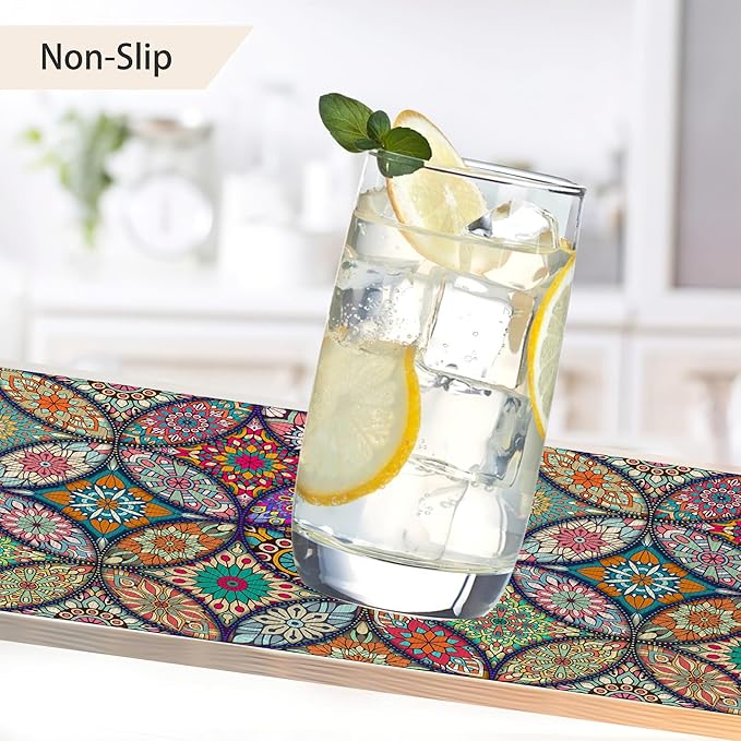 Mandala Flower Placemats Set of 6,Vintage Boho Flower Place Mats Heat Resistant Washable Non-Slip Table Mats for Party Kitchen Dining Decor 12x18 Inch