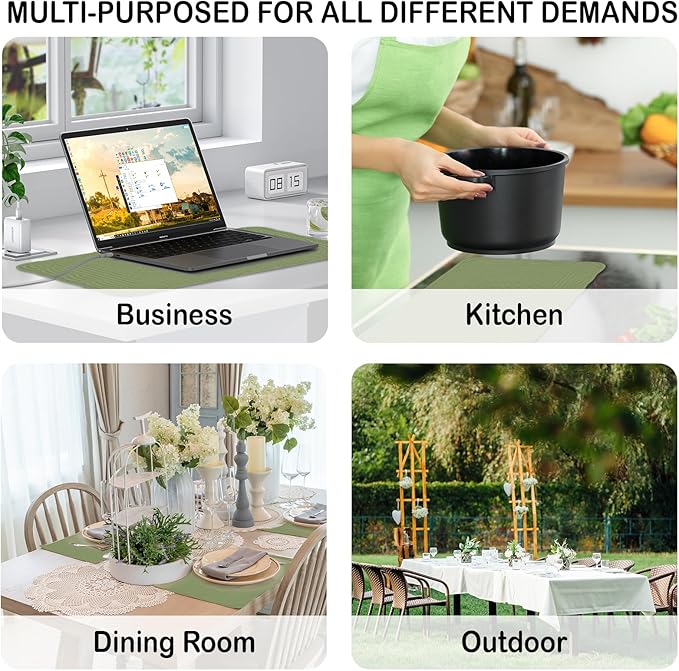 Green 100% Cotton Placemats Set of 6, Rectangular Placemats Machine Washable-13x18 Inches for Kitchen or Dining Table Fabric Rectangular Table Mats