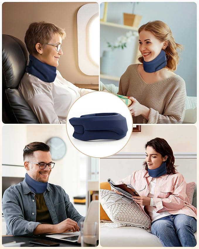 Heated Neck Brace Cervical Collar - Neck Support Brace with Heating Pad, Soft Foam Wraps Keep Vertebrae Stable and Aligned for Relief of Cervical Spine Pressure for Women & Men (M Size) Blue