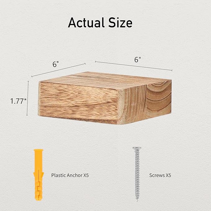 Small Floating Shelf,Set of 1 Display Ledges for Wall,Mini Shelves,Wood Shelf for Bedroom Living Room Bathroom Kitchen (6 Inch, Carbonized Black)