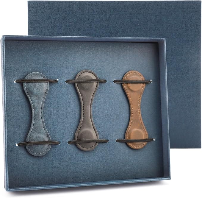 3 Pcs Magnetic Leather Bookmarks with Gift Box, Vintage Faux Leather Book Mark, Double-Sided Magnetic Bookmarks Supplies Gift for Men Women Read Book Lovers Father's Day Gift (Black + Blue + Coffee)