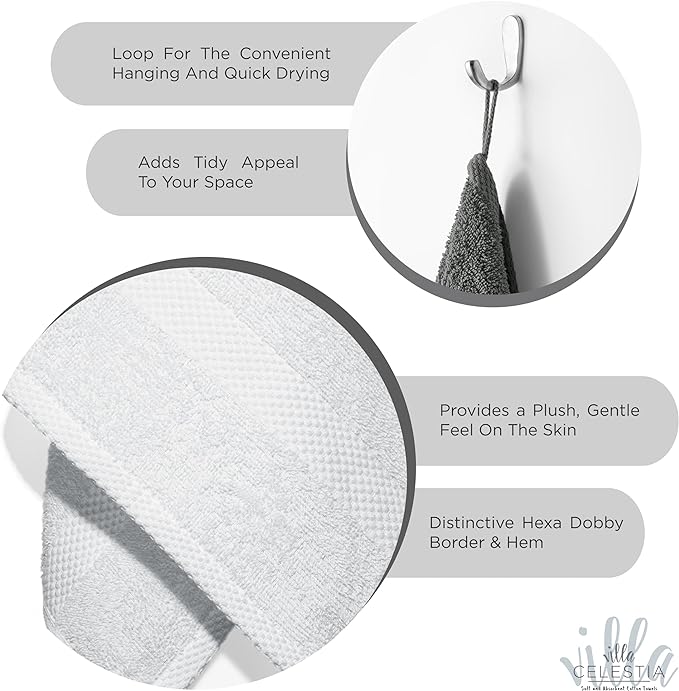 100% Cotton Wash Cloth for face & Body Set of 6, (12 x 12 inches) Sustainable, Soft, Highly Absorbent, Combed Cotton Wash Cloths Pack of 6 for Hotels, Spa, Bathroom, Dorm, White