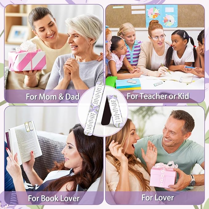 100 Pack Flower Bible Magnetic Bookmarks Christian Magnet Bookmark Clips for Women Men Book Lovers Bible Page Markers for Teachers Students Reading School Office Home, Printing on 2 Side