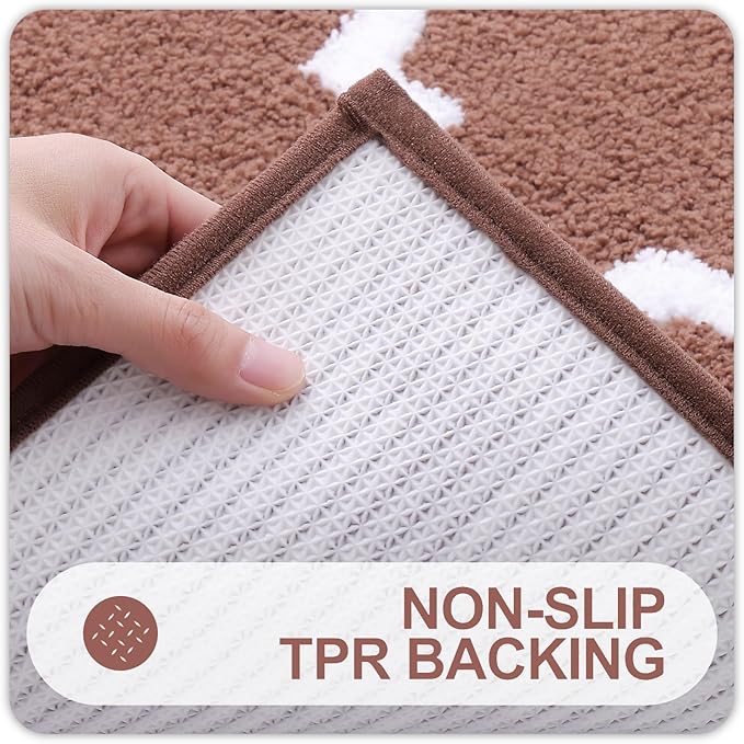 OLANLY Bathroom Rugs 24x16, Soft and Absorbent Microfiber Bath Rugs, Non-Slip Shaggy Shower Carpet, Machine Wash Dry, Bath Mats for Bathroom Floor, Tub and Shower, Camel