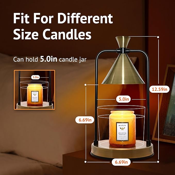 Candle Warmer Lamp with Timer Dimmer,Electric Candle Warmer, Candle Lamp with Large Base for Scented Jar Candles,Birthday Gifts for Mom Women,House Warming Gifts for New Home Bedroom Decor,Bronze