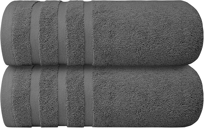 Infinitee Xclusives 100% Cotton Luxury Bath Towels (Set of 2, 27x54 Inches) – Soft, Absorbent, Quick-Drying Towels for Bathroom, Gym, Spa & Hotel |Shadow Grey|