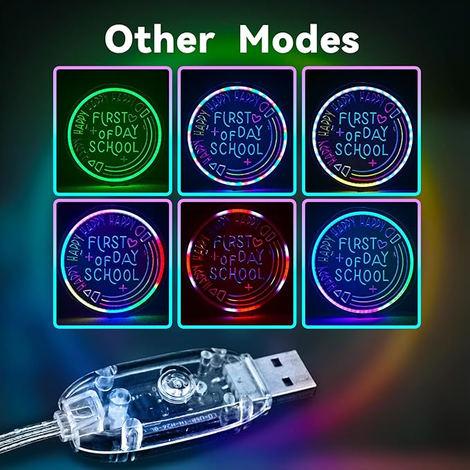 First Of Day School Neon Sign Student Classroom Neon Lights For Wall Decor Dimmable Colorful Light Up Sign For Bedroom Library Classroom Reading Study Room Decoration Boy Girls Gifts