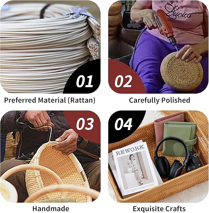 Rattan Basket With Lid,Large Storage Basket Lidded,Rattan Box For Shelf (16" L×13"W×12"H)